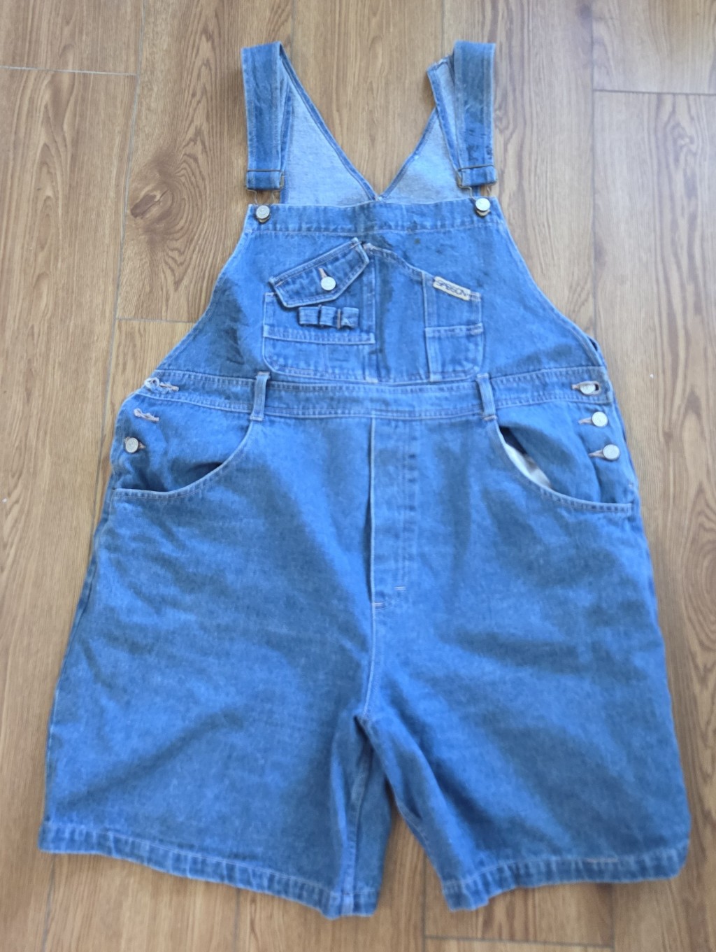 90s Sasson Denim Shortalls Medium Large Overalls Shorts Blue 46 Waist